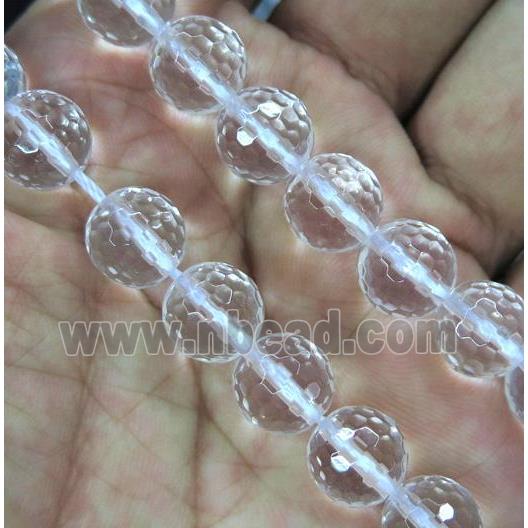 natural clear quartz beads, faceted round, Grade-A