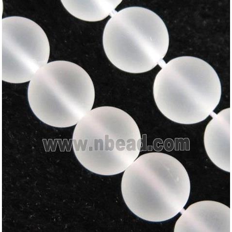 natural clear quartz beads, matte, round