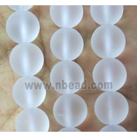 natural clear quartz beads, matte, round