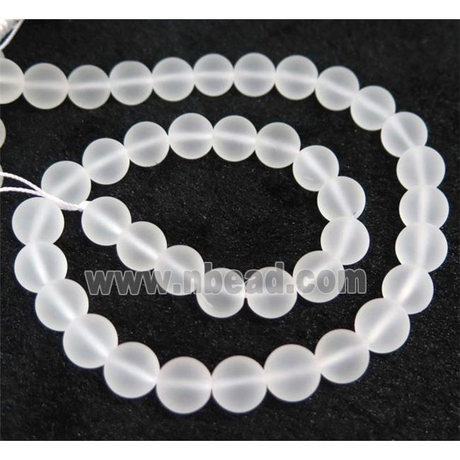 natural clear quartz beads, matte, round