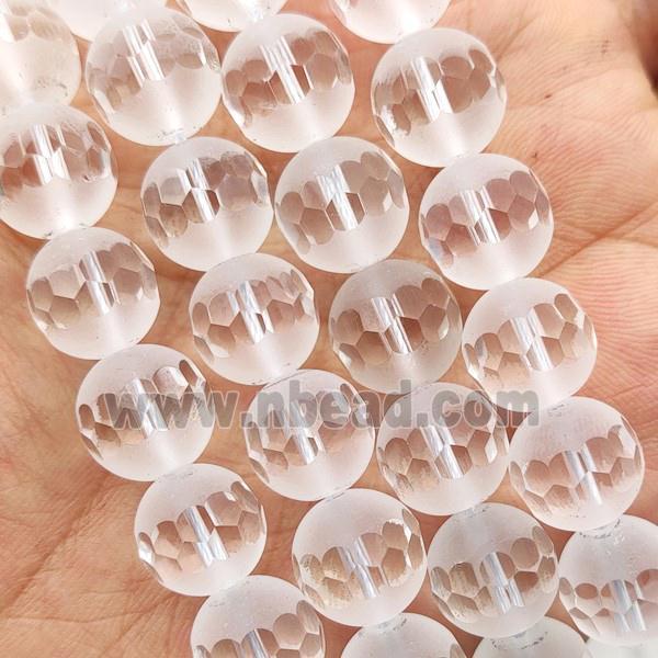 natural Clear Quartz beads, matte, round