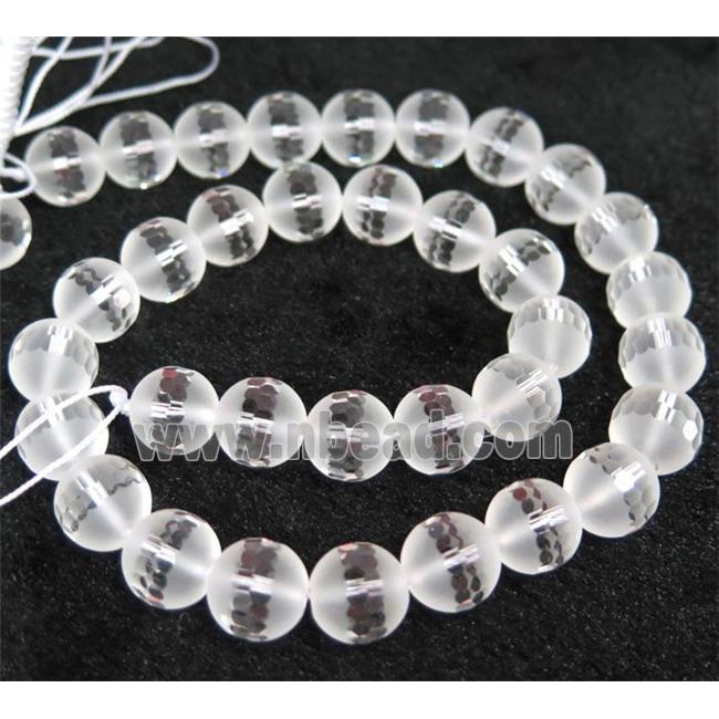 natural Clear Quartz beads, matte, round