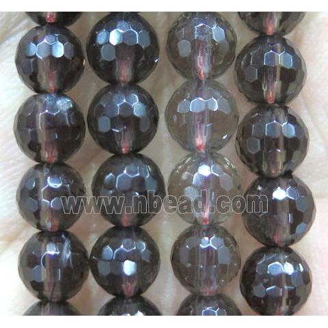 Smoky Quartz beads, faceted round