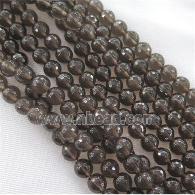 Smoky Quartz Beads, faceted round