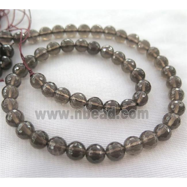 Smoky Quartz Beads, faceted round