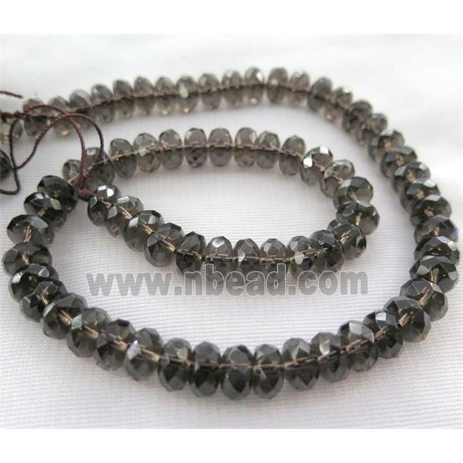 smoky quartz bead, faceted rondelle