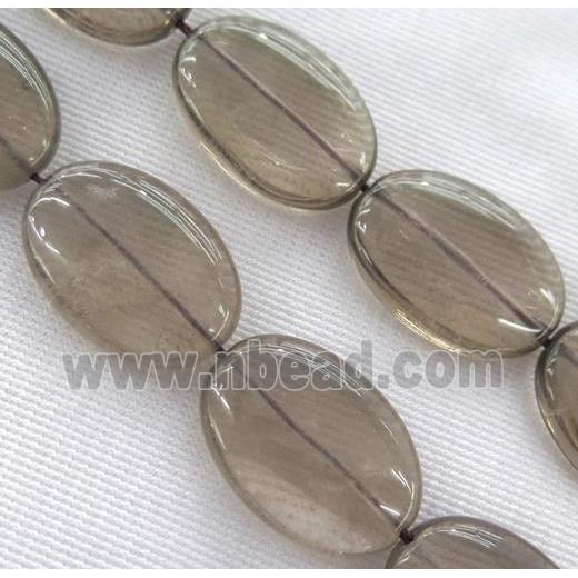 smoky quartz beads, oval