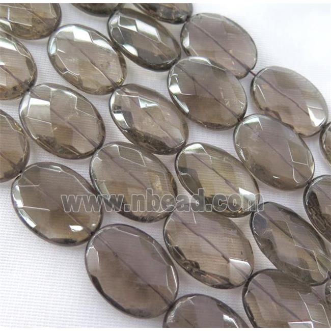 Smoky Quartz Beads, faceted oval