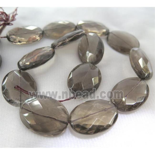 Smoky Quartz Beads, faceted oval