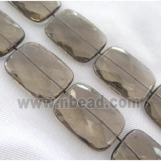 smoky quartz bead, faceted rectangle