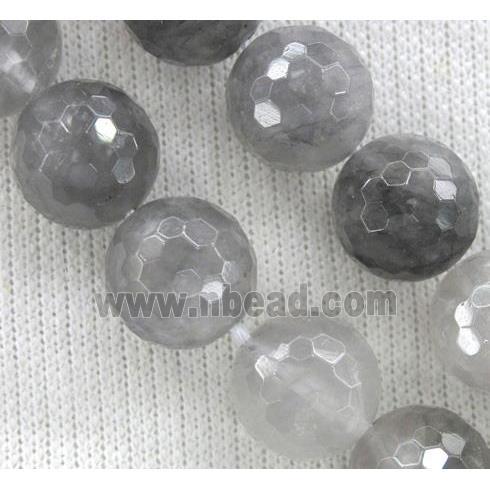 Cloudy Quartz beads, faceted round, Grade-AB