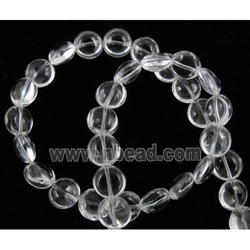 Natural Clear Quartz Bead, flat round