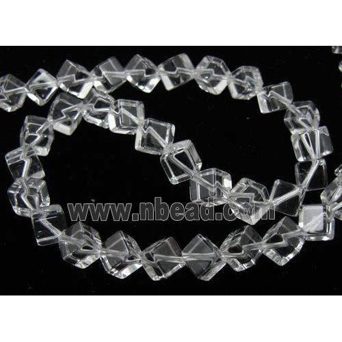 Natural Clear Quartz Bead, cube, corner-drilled, grade A