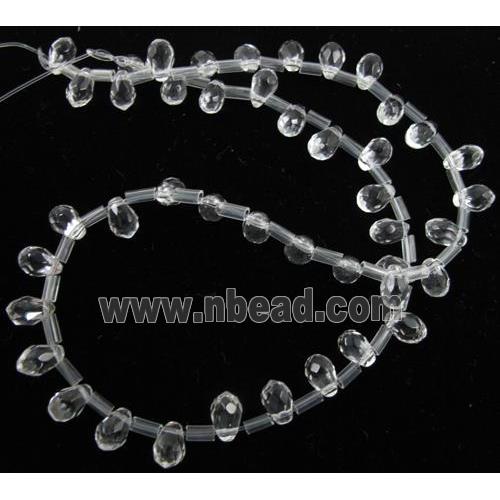 Natural Clear Quartz Bead, faceted teardrop