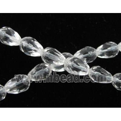 Natural Clear Quartz Bead, faceted teardrop