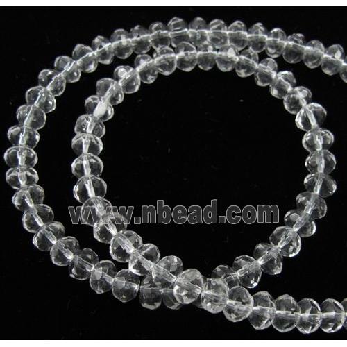 Natural Clear Quartz Bead, faceted rondelle