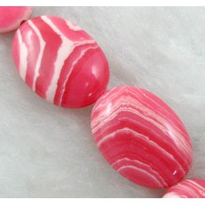 red stripe Gemstone bead, Flat oval