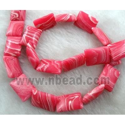 red stripe Gemstone bead, square