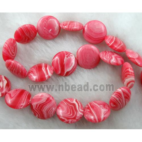 red stripe Gemstone bead, flat round