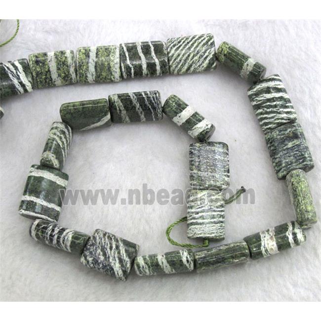 Rectangle Green Silver Stripe, gemstones