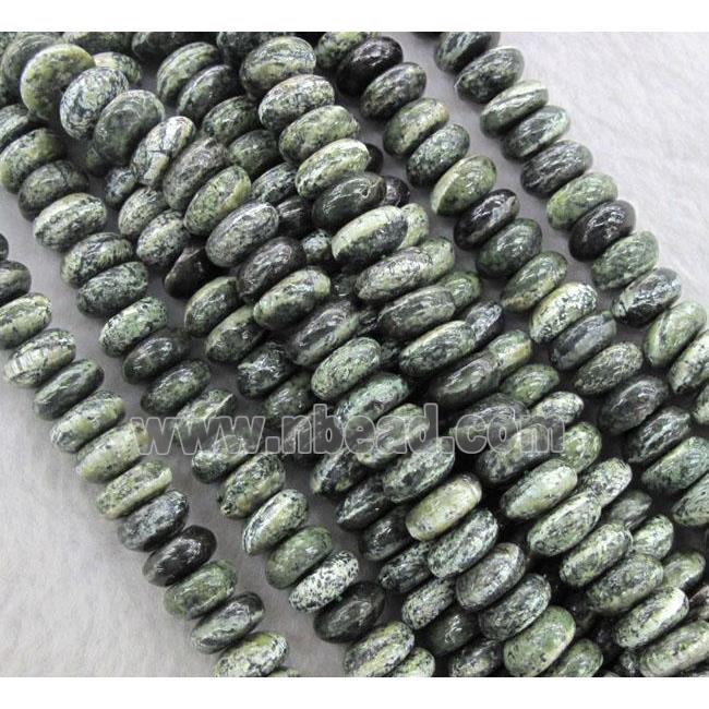 green Silver-line Jasper Beads, rondelle