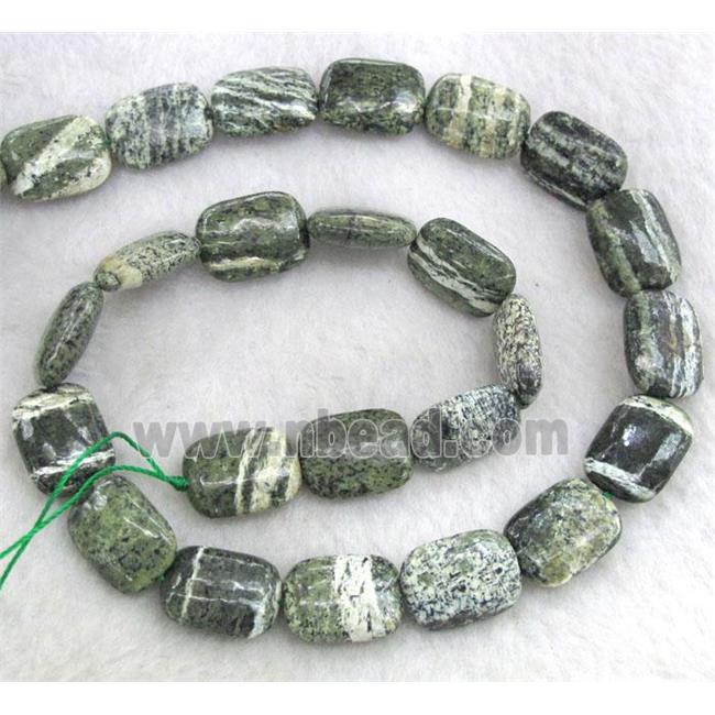 natural Green Silver-line Jasper Beads, rectangle