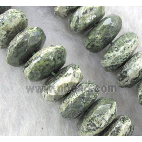 Natural Green Silver-line Stone Beads, faceted rondelle