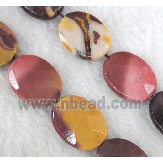 Mookaite Beads, faceted flat-oval