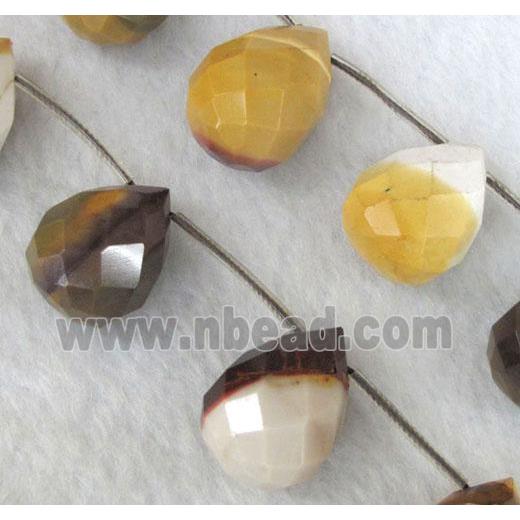 Mookaite jasper Beads, faceted 3D-teardrop