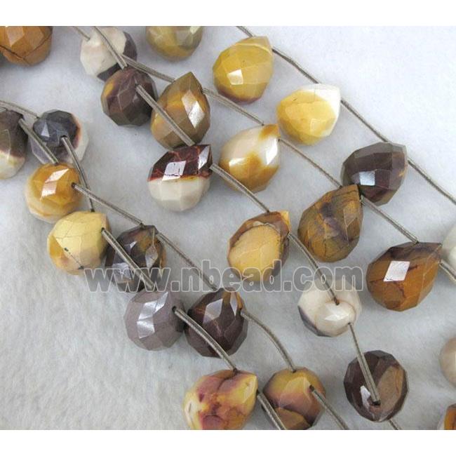 Mookaite jasper Beads, faceted 3D-teardrop