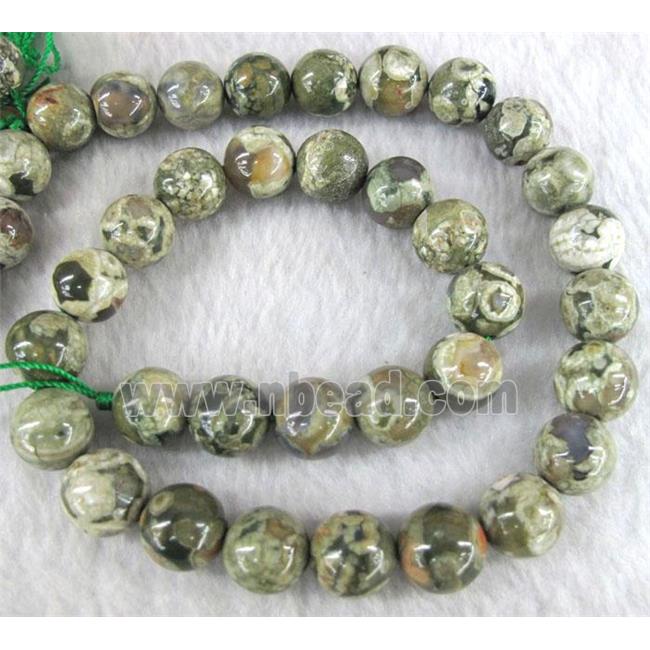 round natural Rhyolite Beads, green