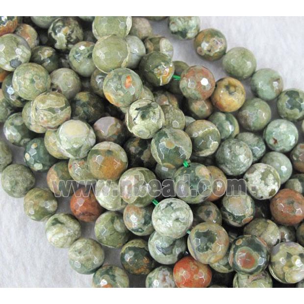 natural Rhyolite Jasper beads, faceted round, green