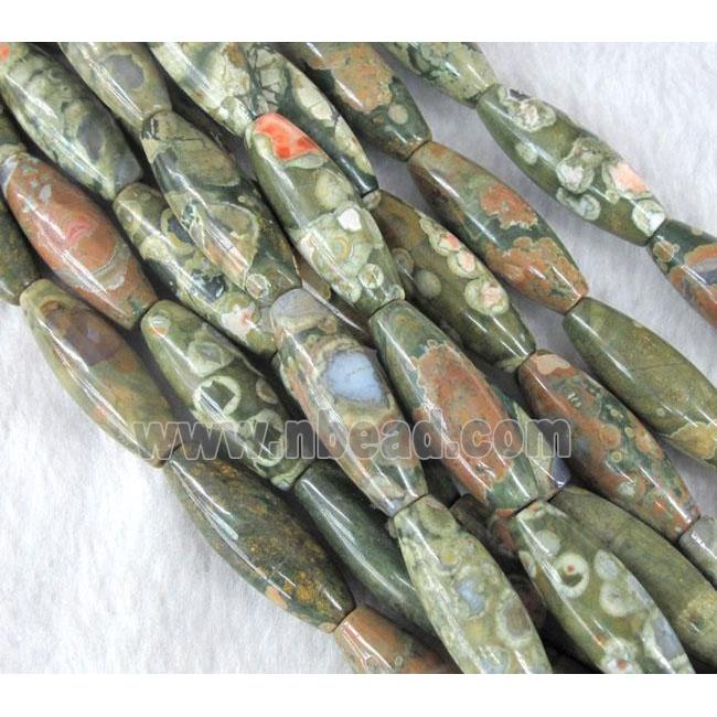 natural Rhyolite beads, green, rice-shaped