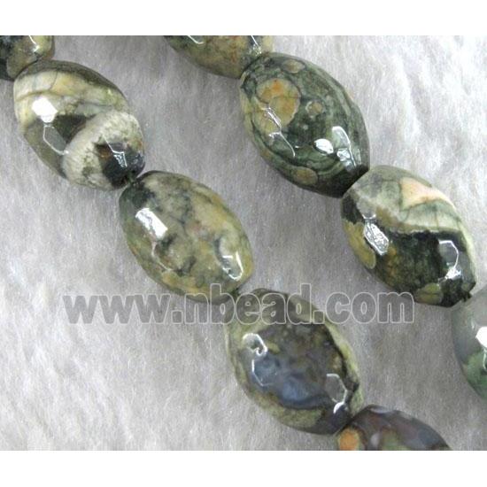 natural Rhyolite Jasper bead, faceted barrel