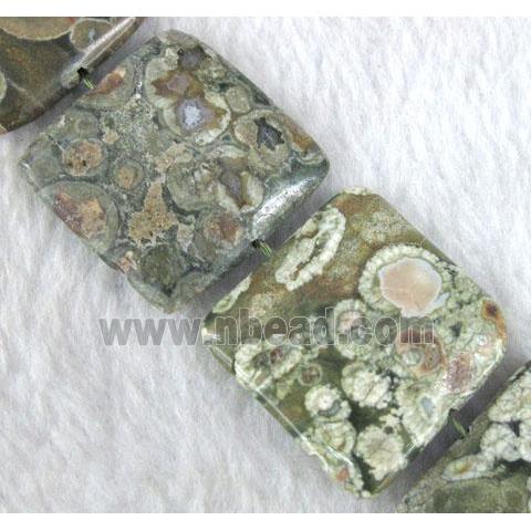 natural Rhyolite beads, green, square