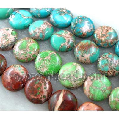 Sea Sediment Jasper, flat round, mixed color