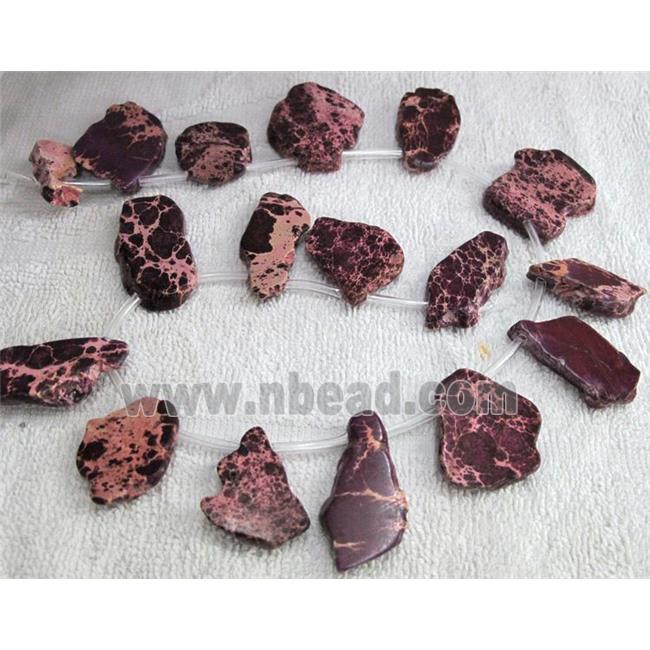 Sea Sediment slice beads, freeform, purple