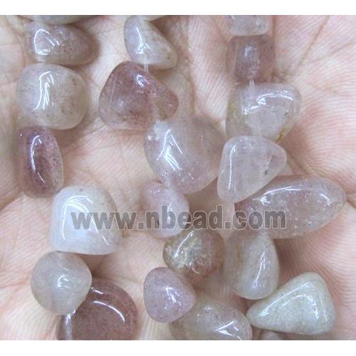 strawberry quartz beads chips, freeform