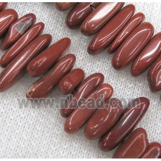 red jasper beads, stick chips, freeform