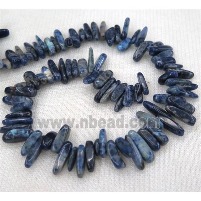 blue sodalite chip beads, freeform stick