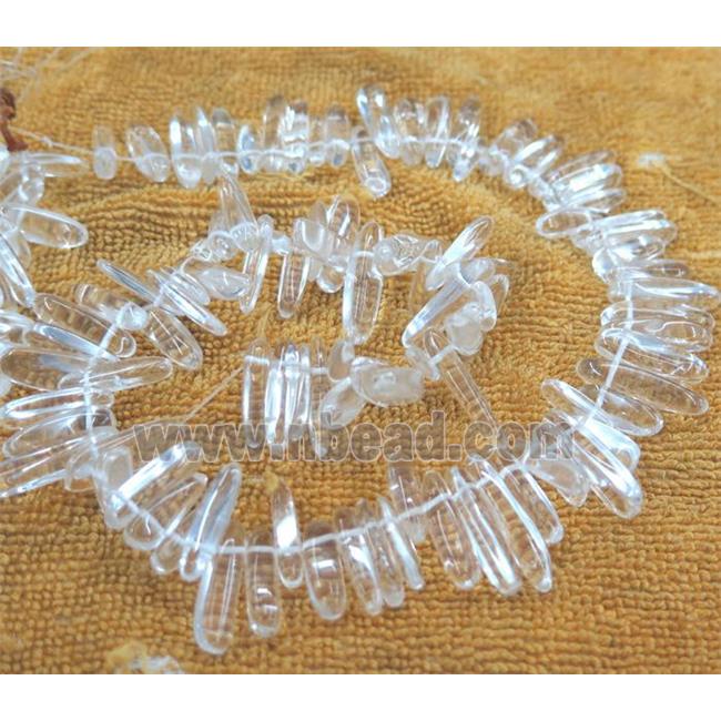 clear quartz chip beads, freeform stick