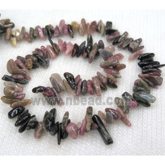 tourmaline beads, chip, freeform stick