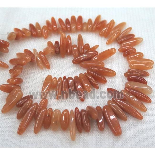 red aventurine beads, chip stick, freeform