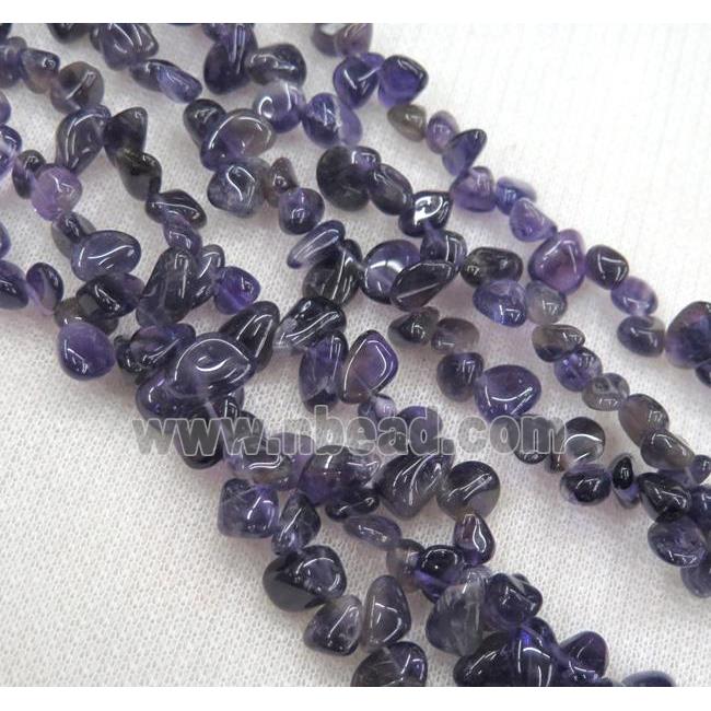 amethyst chips bead, teardrop freeform, purple