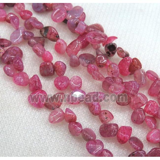 pink dragon veins agate chips bead, freeform