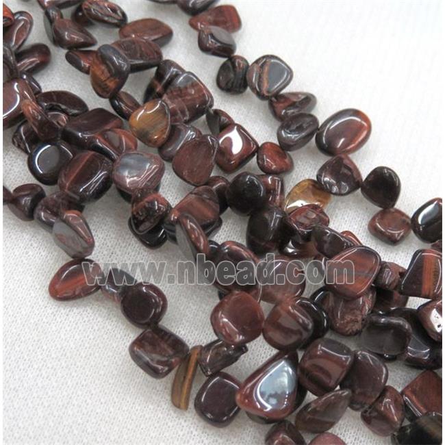 red tiger eye stone bead, chip, freeform