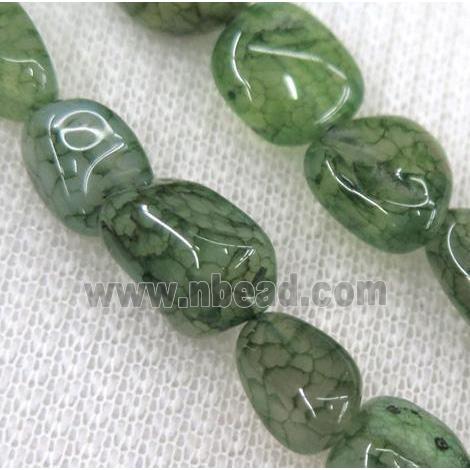 dragon veins agate bead, chip freeform, green