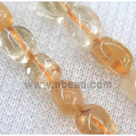 citrine beads, chip, freeform, yellow