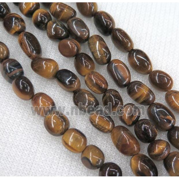 tiger eye bead, freeform chip, yellow