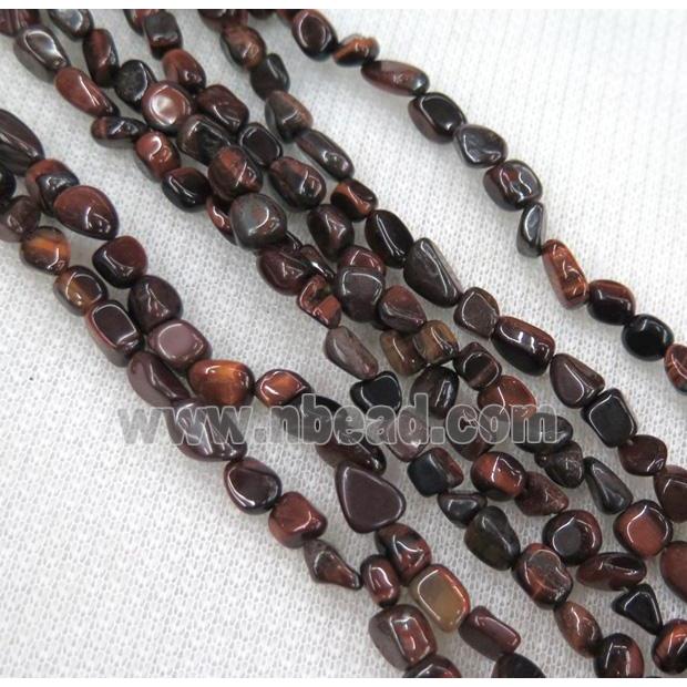 red tiger eye chips bead, freeform